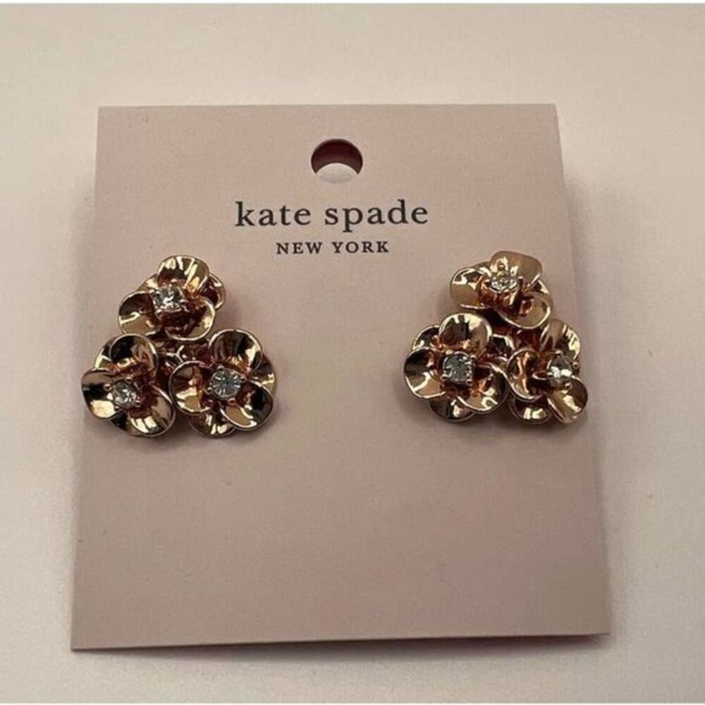 Kate Spade Shine On Rose Gold Tone Flower Cluster Stud Earrings NWT